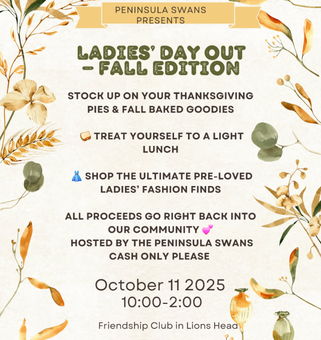 Ladies Day Out Event Poster for October 11 at the Friendship Club