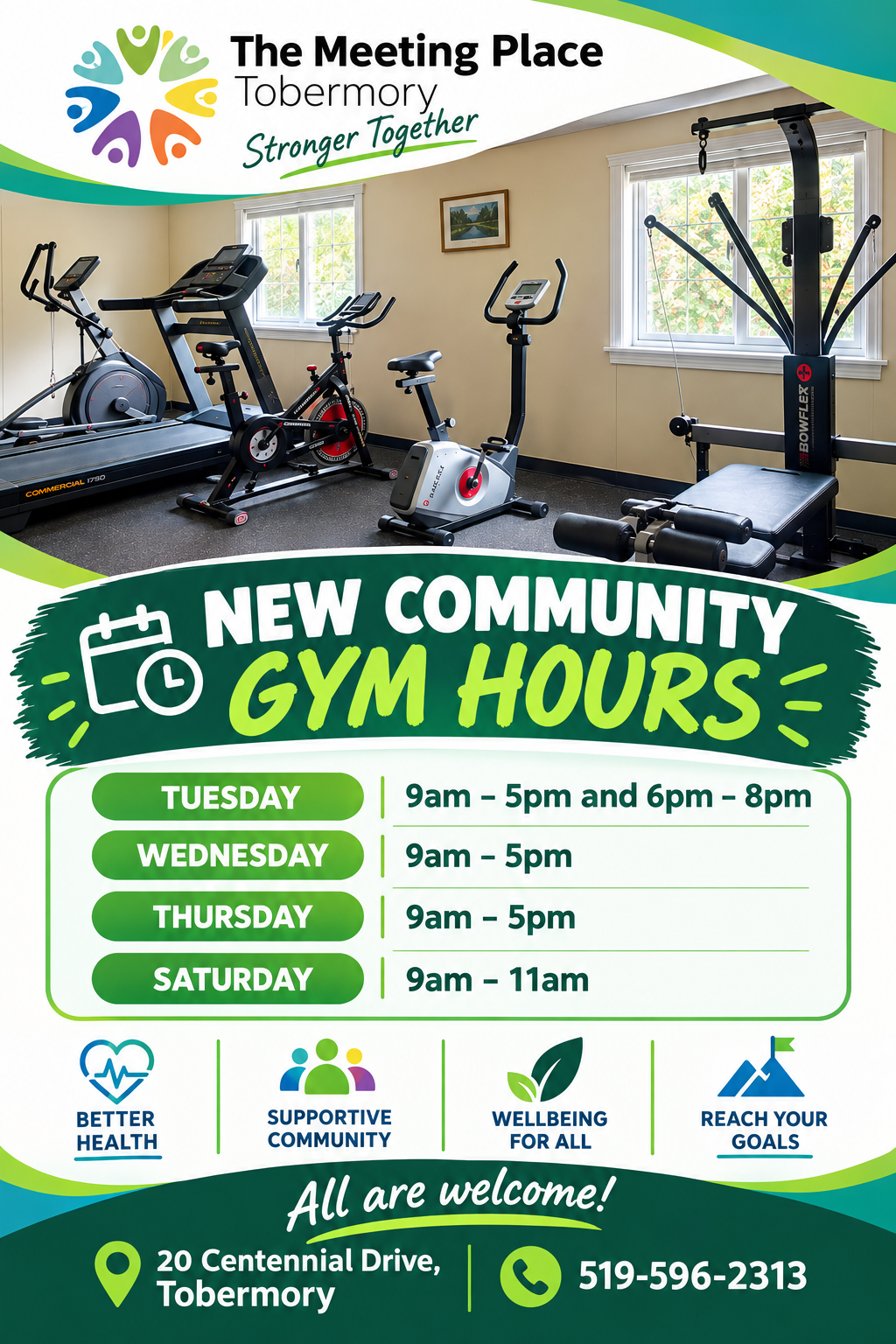 The Meeting Place Tobermory Extends Hours for Community Gym. Details in link.