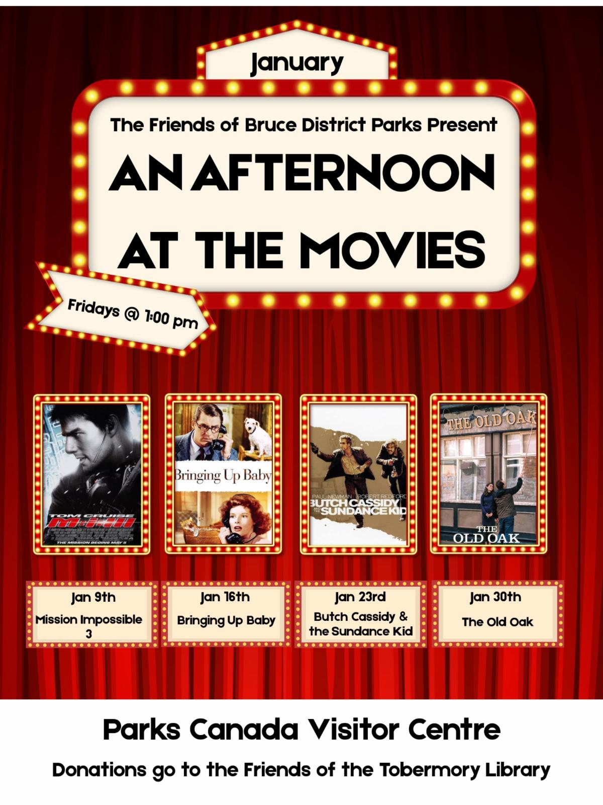 Friends of Bruce District Parks An Afternoon at the Movies Poster. Details in Link.