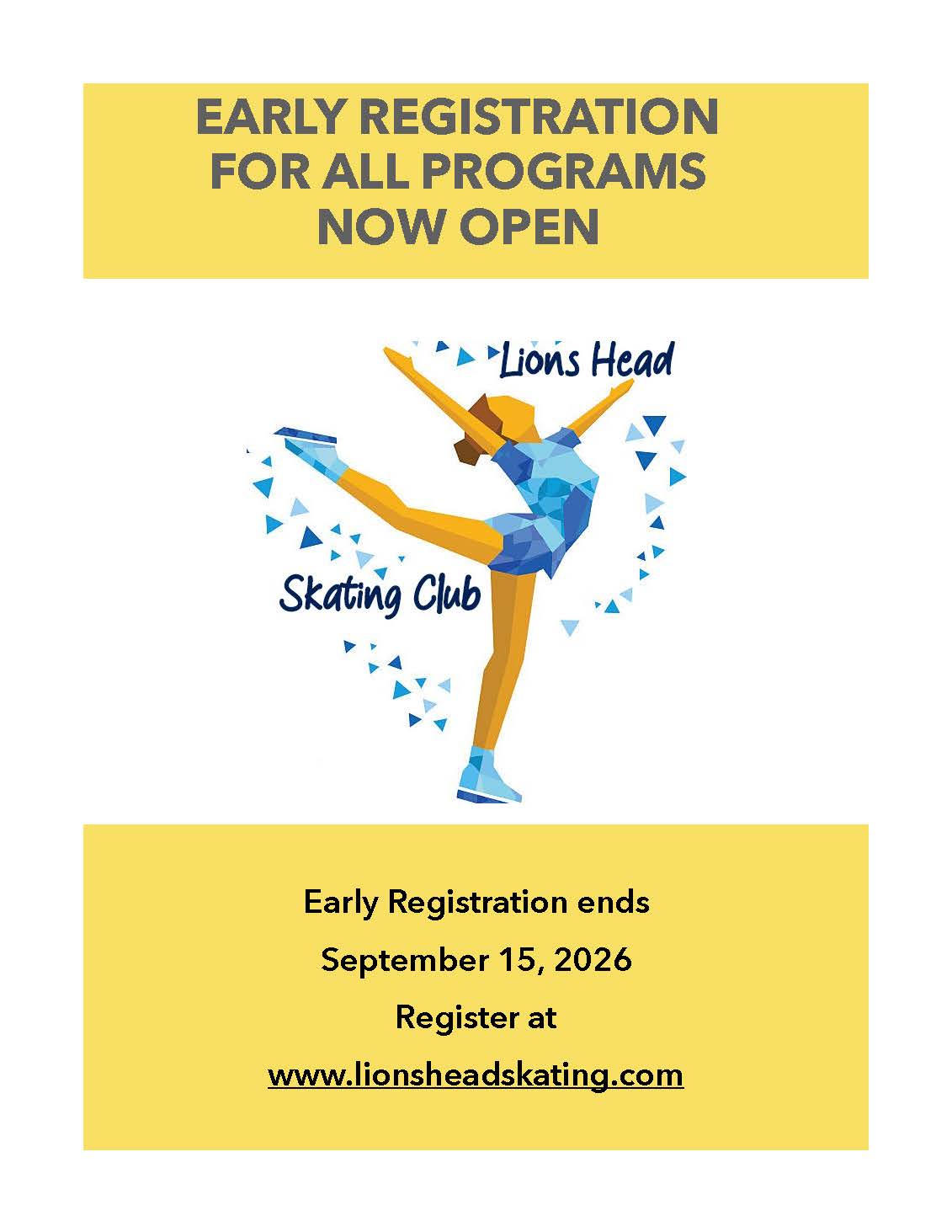 Lion's Head Figure Skating Club Fall Registration, September 15