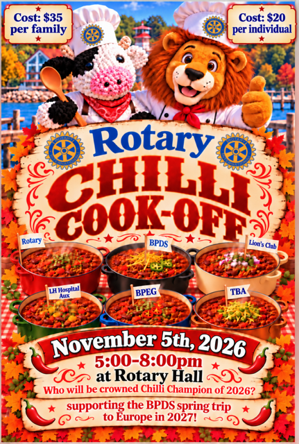 Rotary Chilli Cook-Off November 5th, details in link.