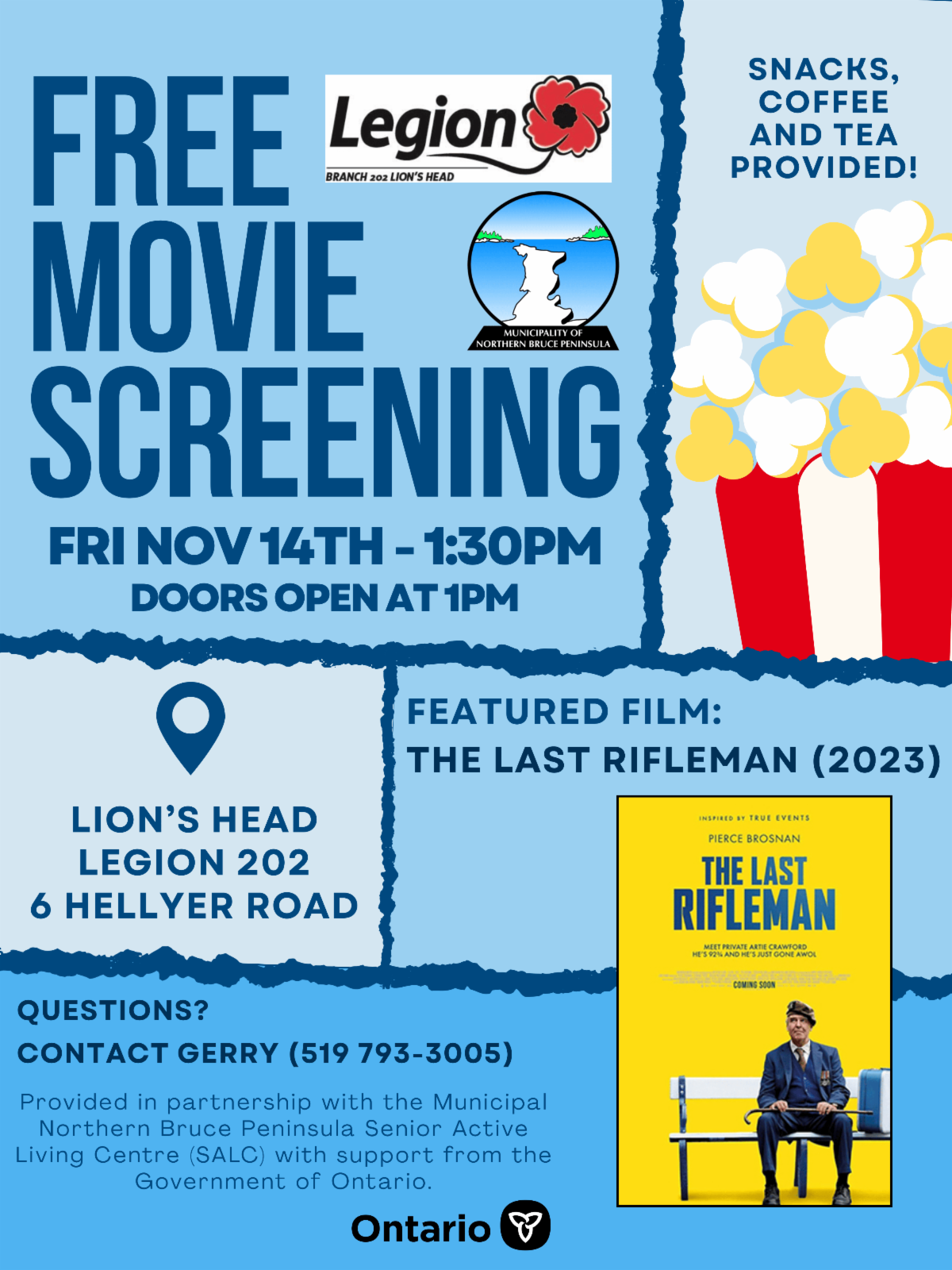 Movie Screening Poster for November 14 at Lion's Head Legion. Details in link.