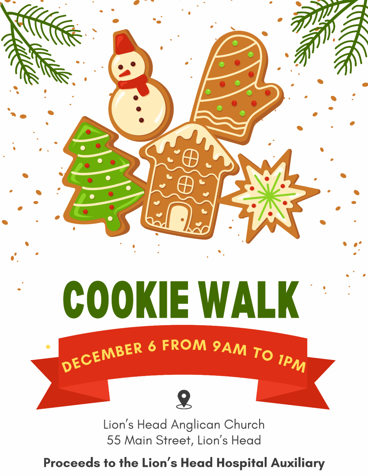 Cookie Walk Event Poster for Deceber 6. Details in Link