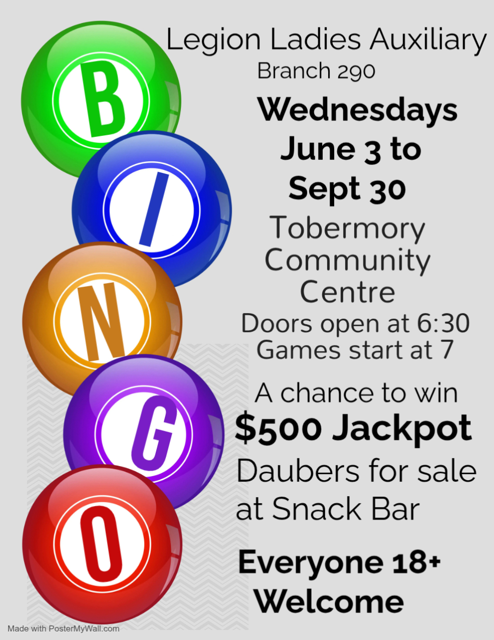Bingo at Tobermory Community Centre. Doors open at 7pm. Details in link.