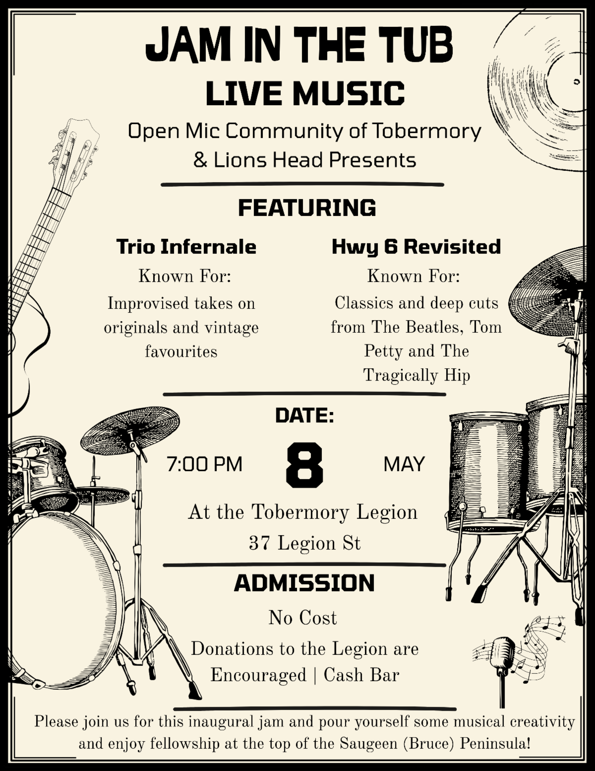Jam in the Tub: Live Music Event. Details in link.
