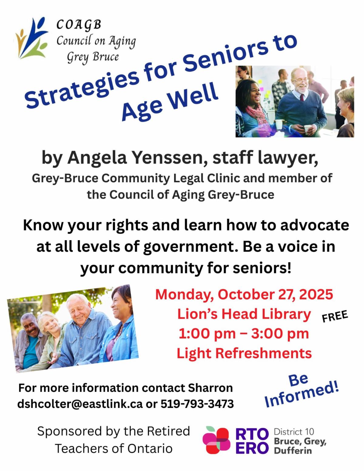 Strategies for Seniors to Age Well Event Poster for October 27