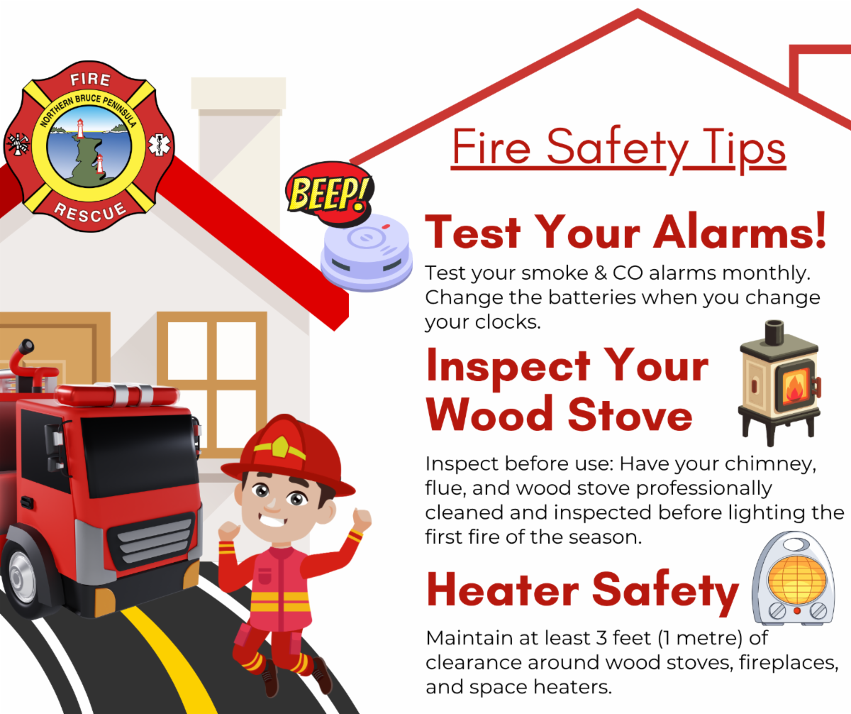 Poster with Fire Safety Tips. Link provides website with full safety tips and details.