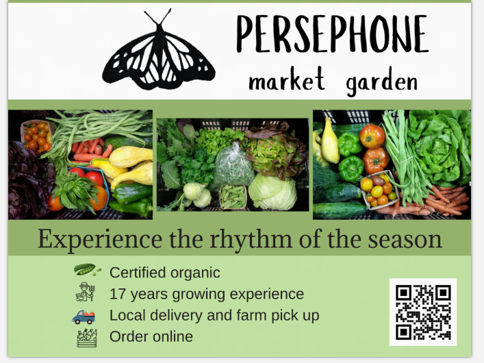 Persephone Market Garden is delivering fresh, local, certified organic vegetables to Lion's Head in 2026! Details in link.
