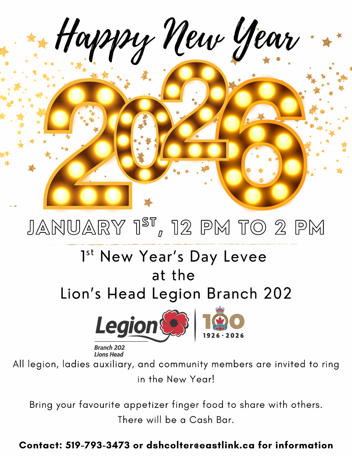 Lion's Head Legion New Years Day Levee. January 1 2026 from 12pm to 2pm. Details in link.