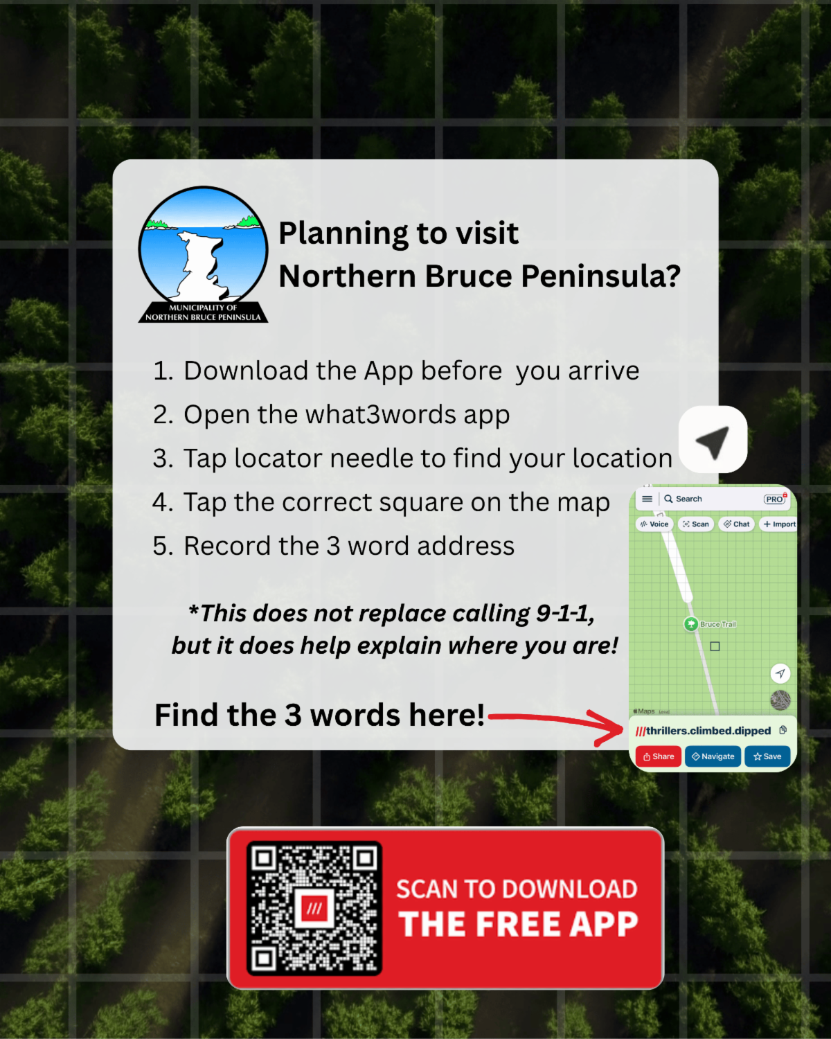 Planning to Visit NBP? Download what 3 words app. QR code for easy download.