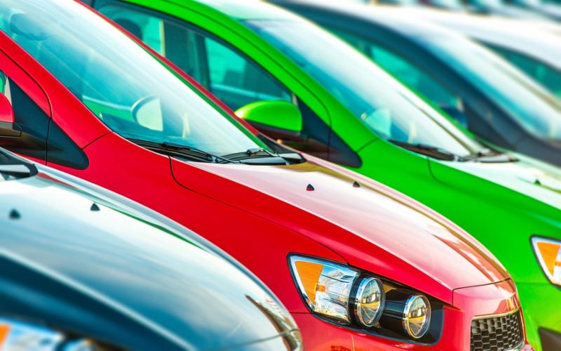 Cars Marketplace. Car Dealer Colorful Cars Stock. Note Shallow depth of field