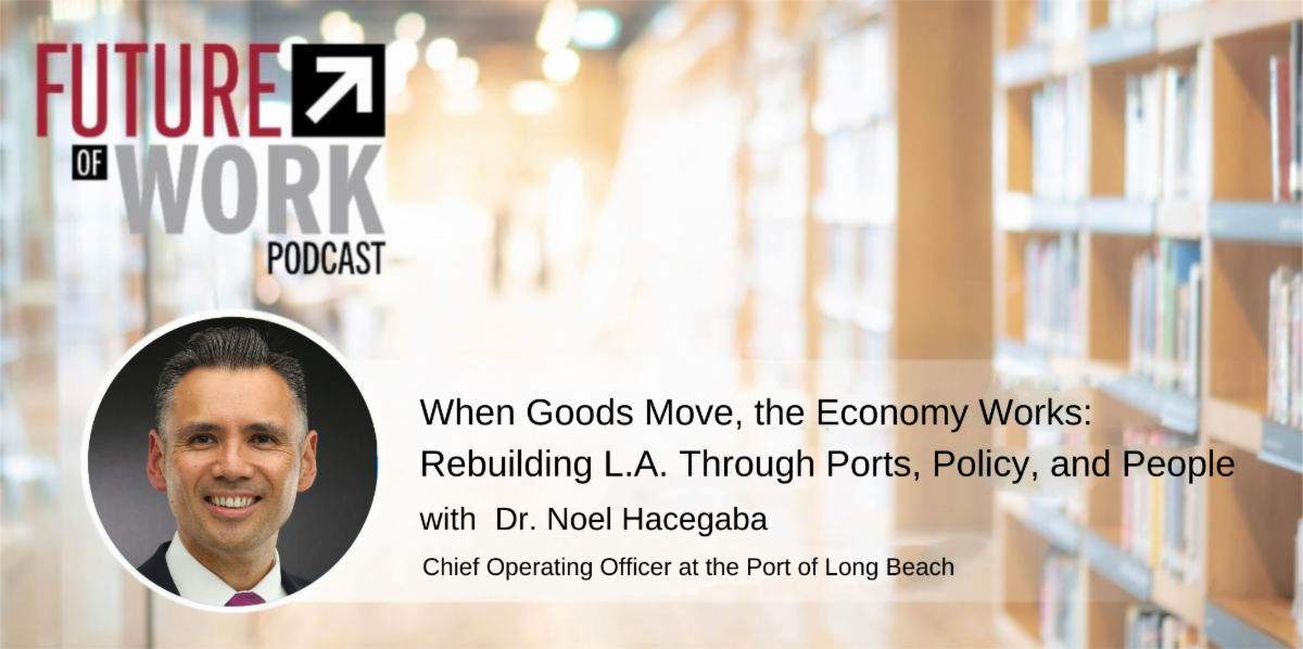 the future of work podcast banner heading from Pasadena City College 