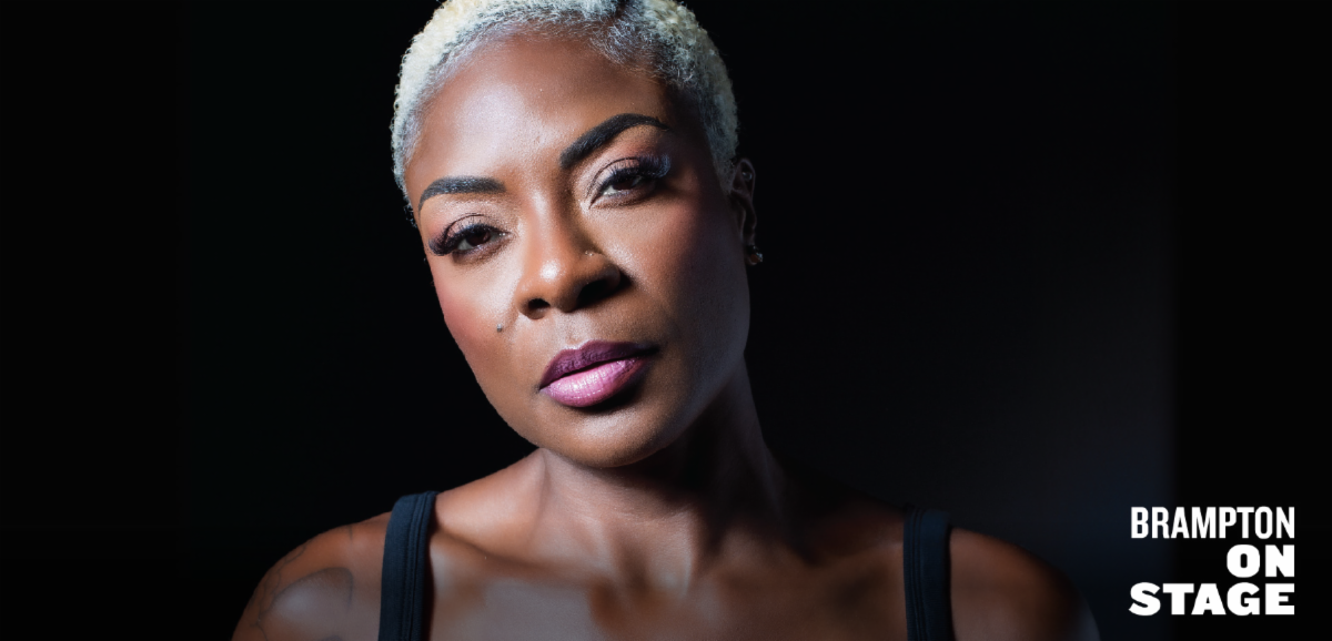 Singer-songwriter and actress Jully Black. The Brampton on Stage logo is in the bottom right corner.