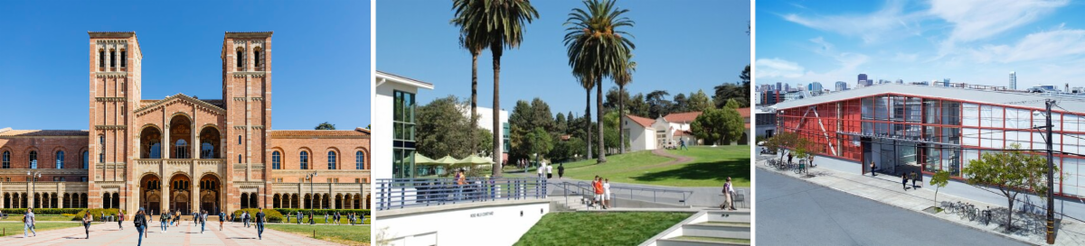 Southern California college campuses and palm-lined quads