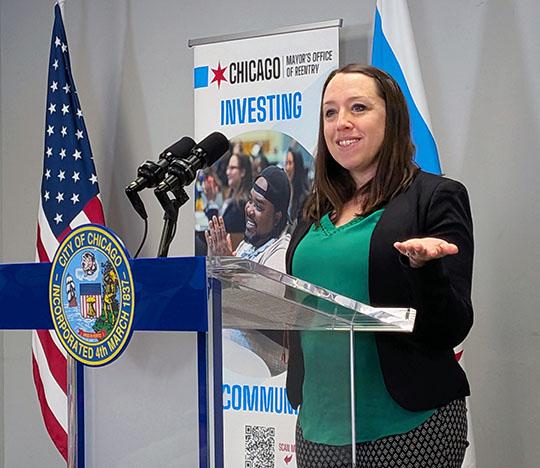 Caitlin Closser Peart at Chicago Mayor's Office of Reentry Press Conference