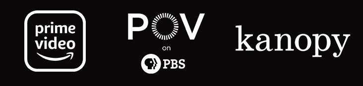 Prime Video, POV on PBS and Kanopy logos