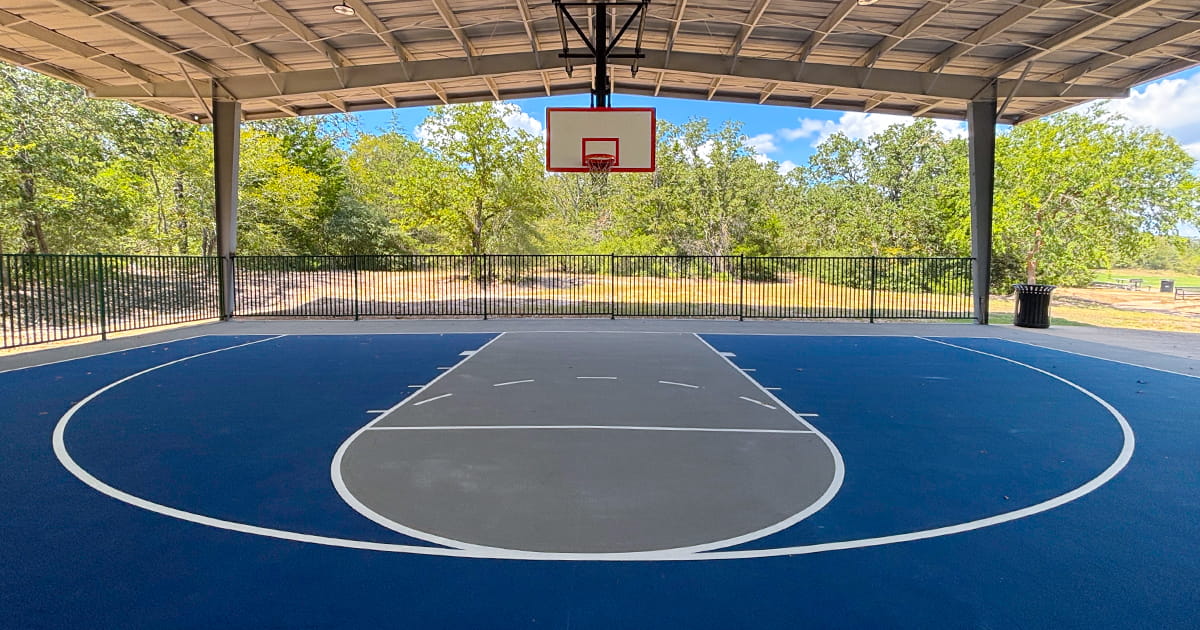 Resurfaced basketball court at Villa West Park.