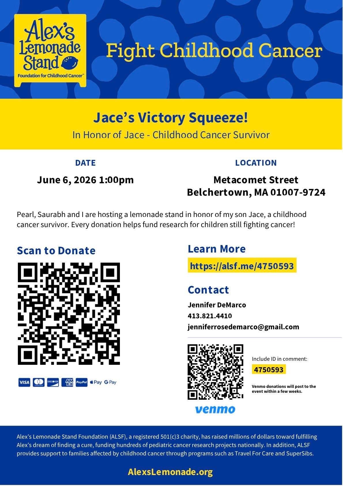 Event poster for Jace's victory squeeze