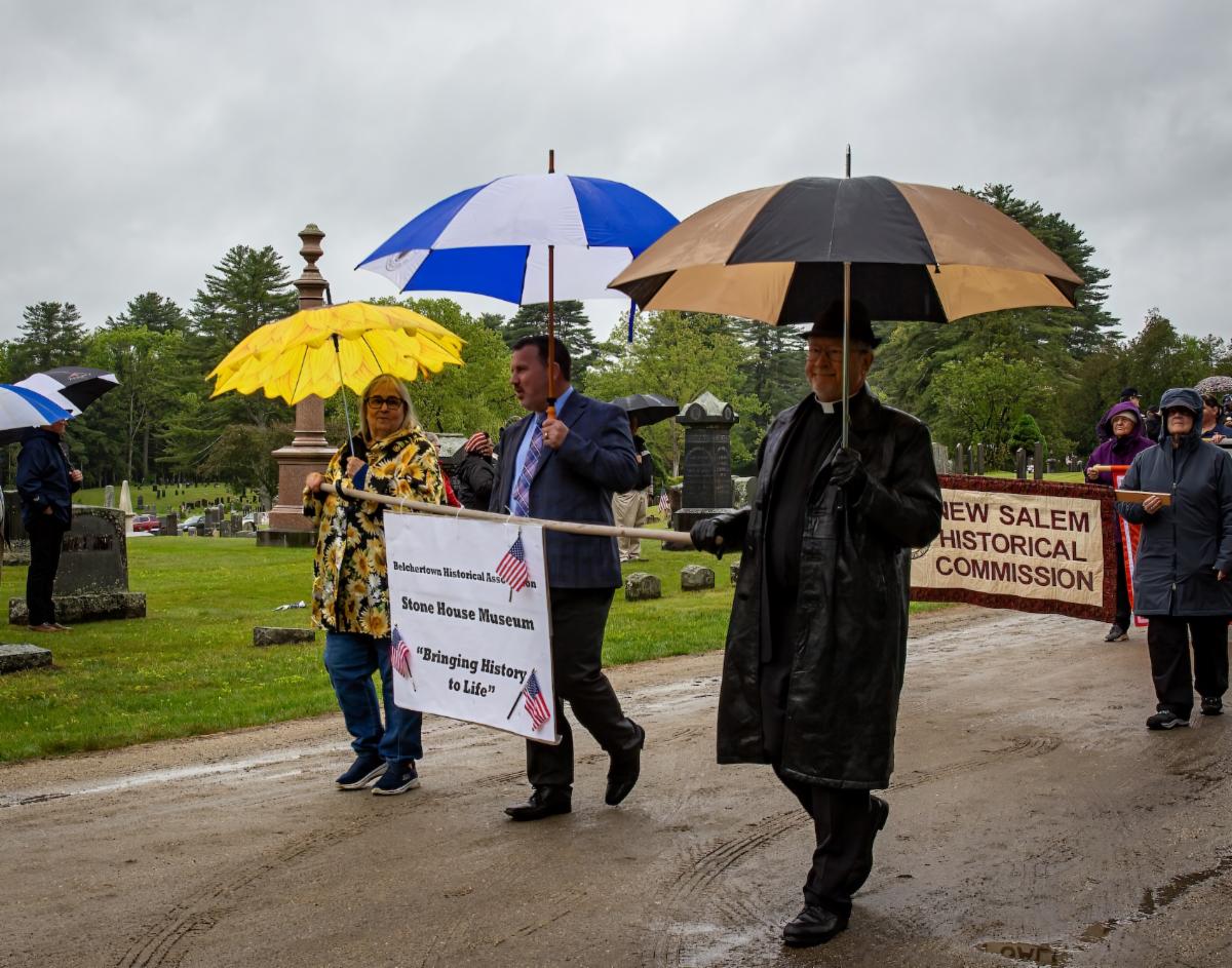 Photo of local historical society marching at Quabbin Park Memorial Day Ceremony