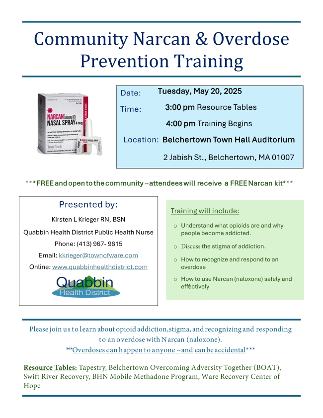 Community Narcan & Overdose Prevention Training event poster (opens pdf)