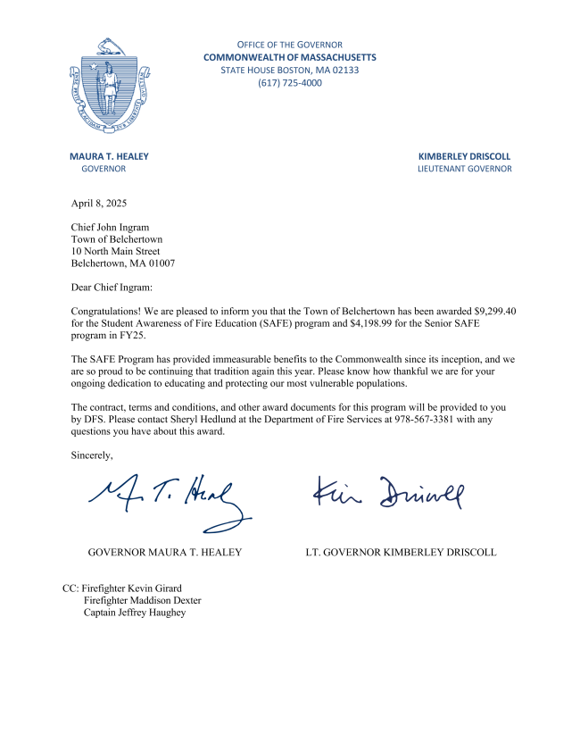 Award letter from the MA Governor to Chief Ingram (opens pdf when clicked)