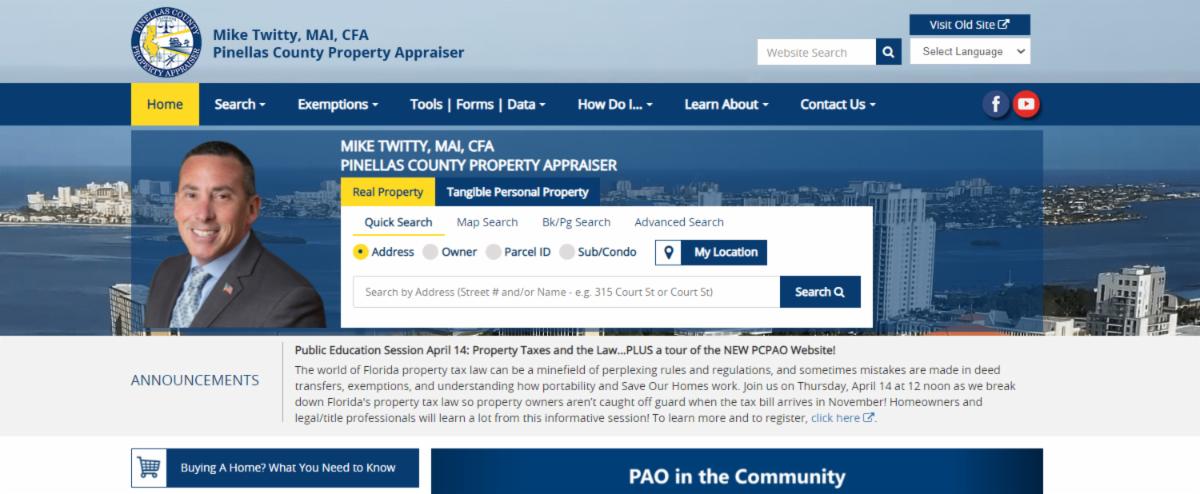 a screen grab of the new pao website