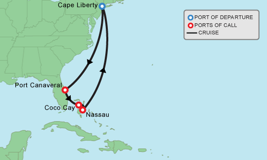 Itinerary map - 7N Bahamas RCI 
