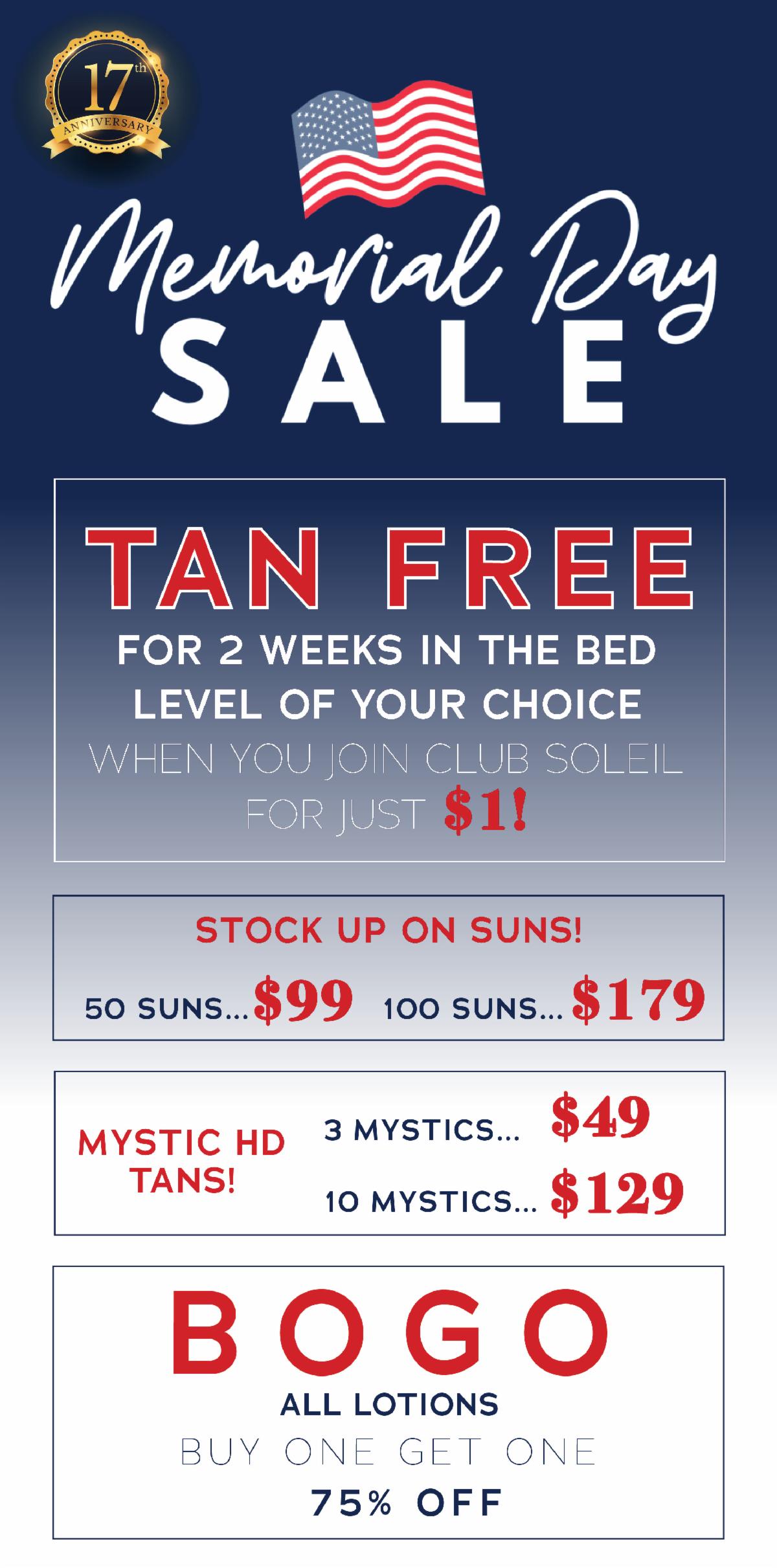 2 Weeks Of Free Tanning In Any Bed Level You Choose With A Club Soleil Membership