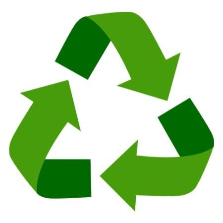 The recycle symbol of the arrows forming a triangle shown in green