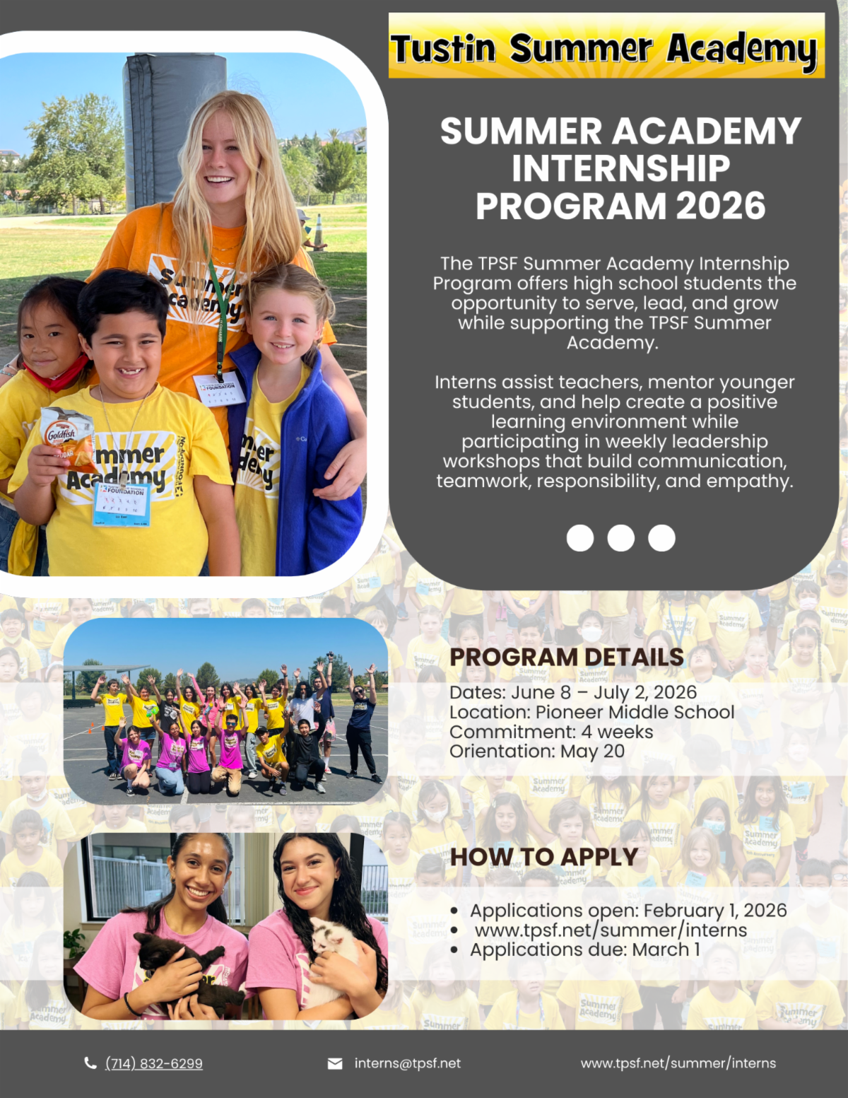 TPSF Summer Academy Internship Program Call for Applicants