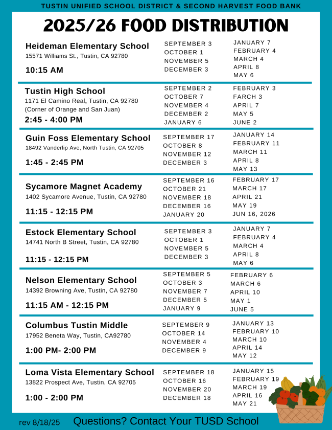 Updated Food Distribution Schedule 2025 2026