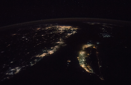 Satellite image of Taiwan Strait at night