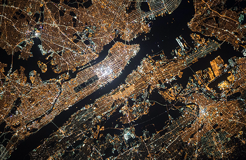 Digital skyline at night. Photo on Unsplash