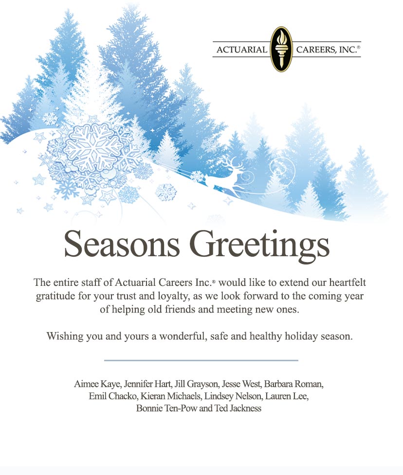 Seasons Greetings from Actuarial Careers, Inc.