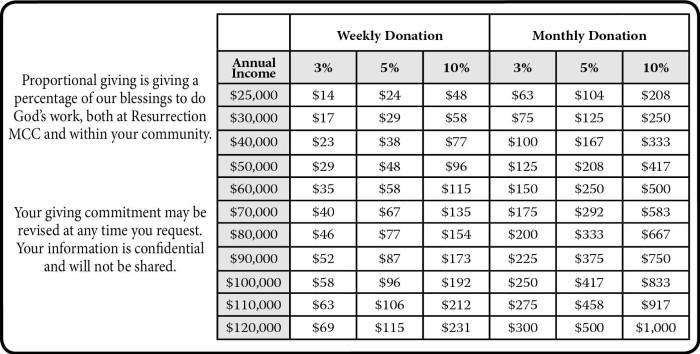 Percentage of giving chart