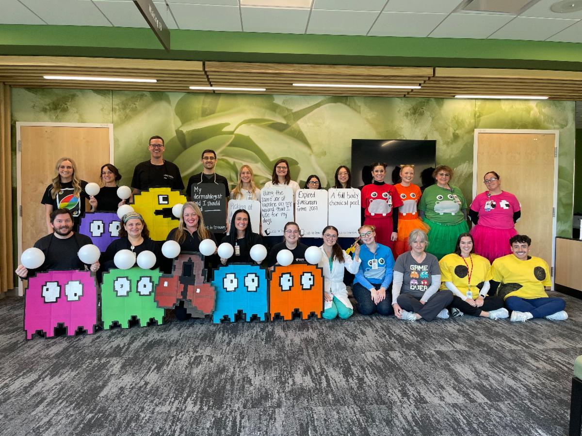 Dermatology staff located at Village Pointe in Halloween costumes.