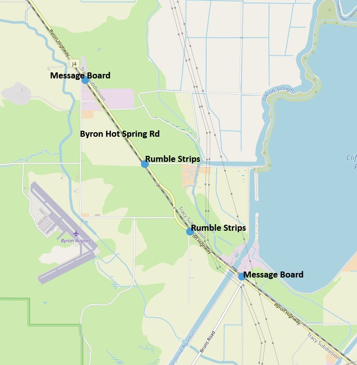 Map of Byron Highway showing the work area