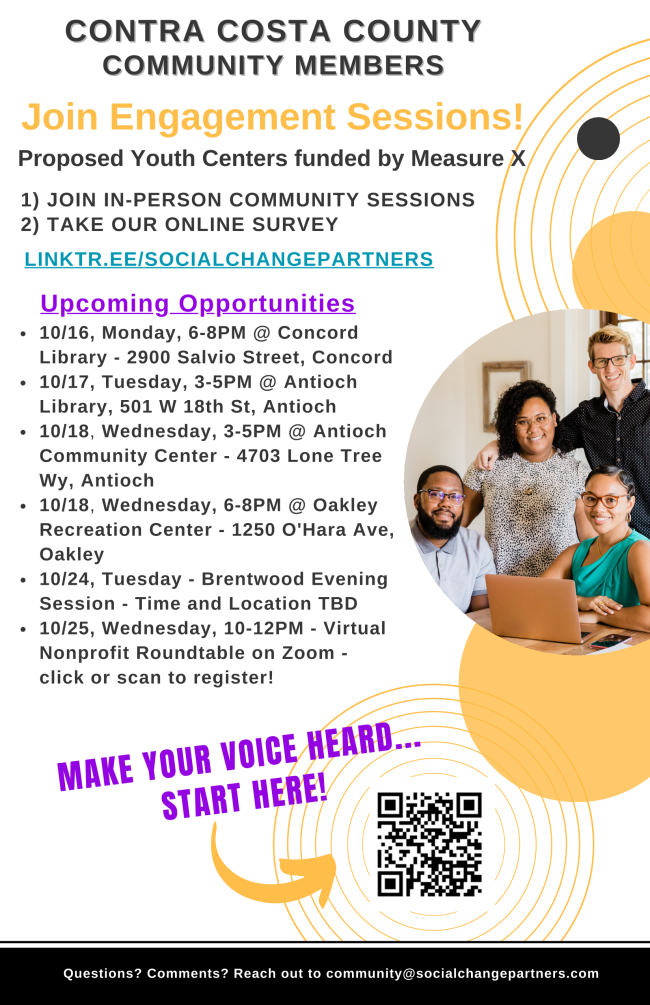 Flyer: Youth Center Community Engagement Sessions