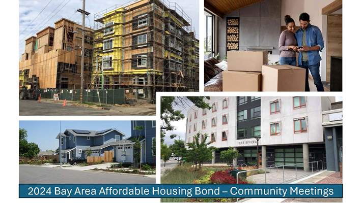 Four images of housing being built and people moving into housing