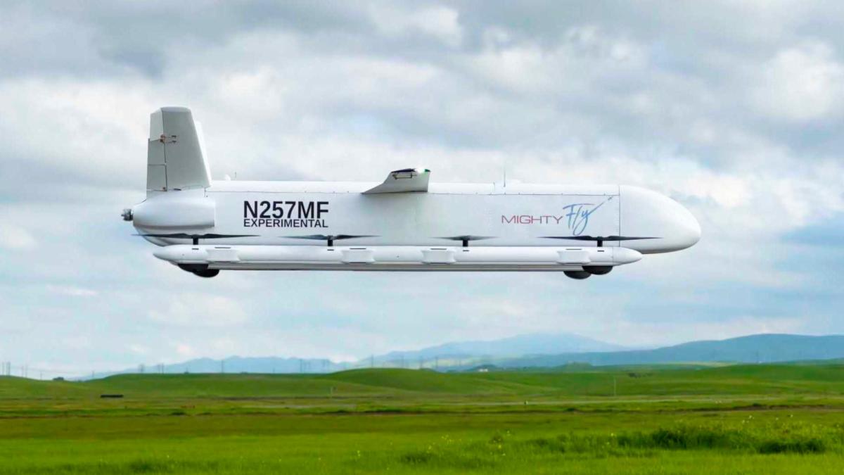 cargo drone hovering at Byron Airport
