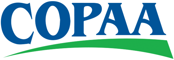 COPAA logo in blue text above a curved green swoosh.