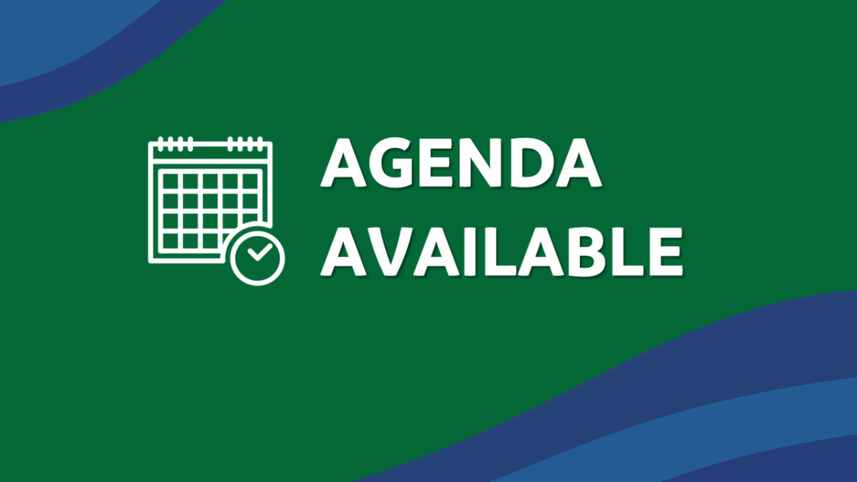 Graphic that reads agenda available