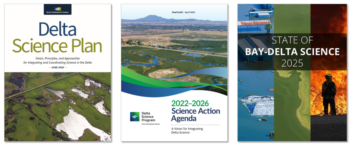 Covers of the Delta Science Plan-Science Action Agenda and State of Bay-Delta Science 2025