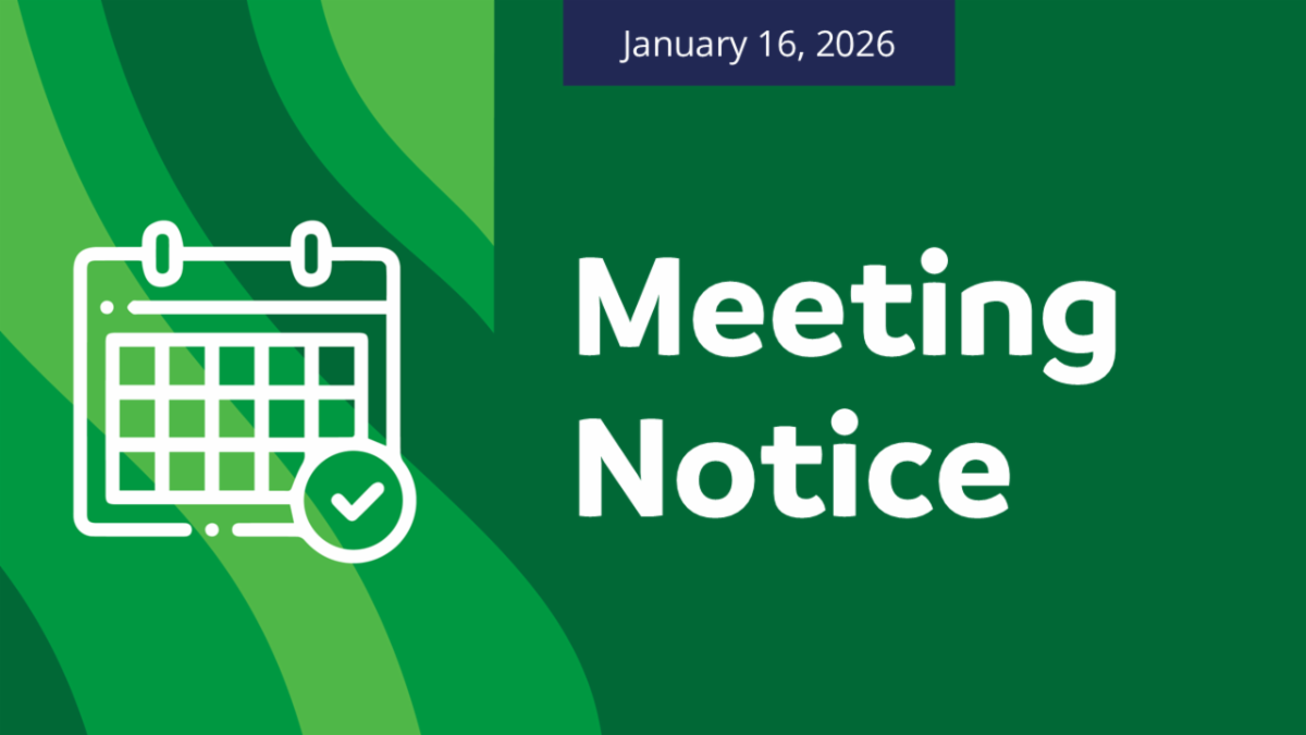 Graphic that reads "January 16, 2026 Meeting Notice"