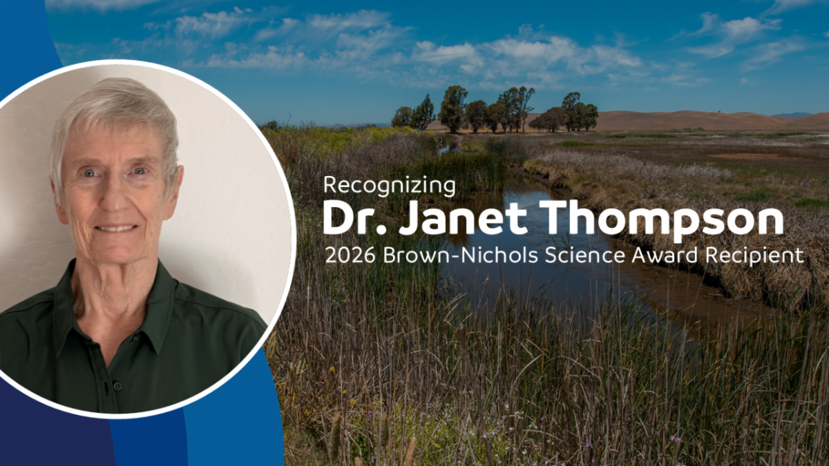 Graphic that reads "Recognizing Dr. Janet Thompson, 2026 Brown-Nichols Science Award Recipient"