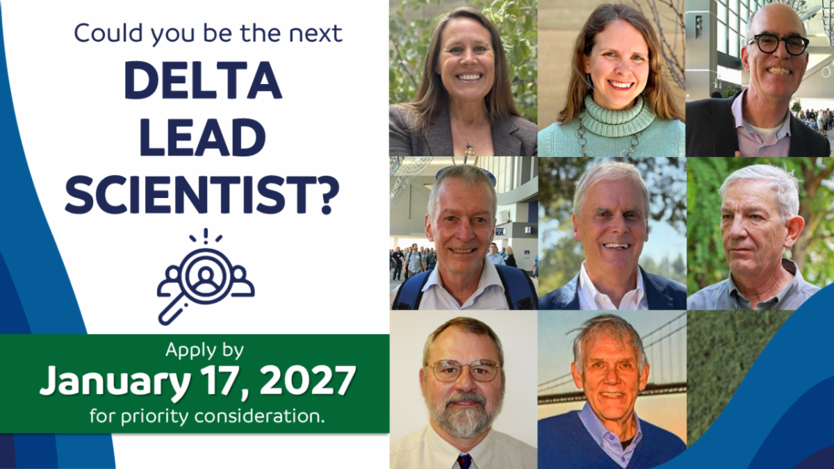 Graphic that reads "Could you be the next Delta Lead Scientist? Apply by January 17, 2027 for priority consideration."