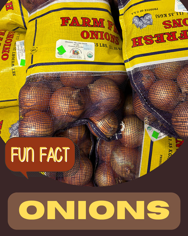 Bags of bulk onions.
