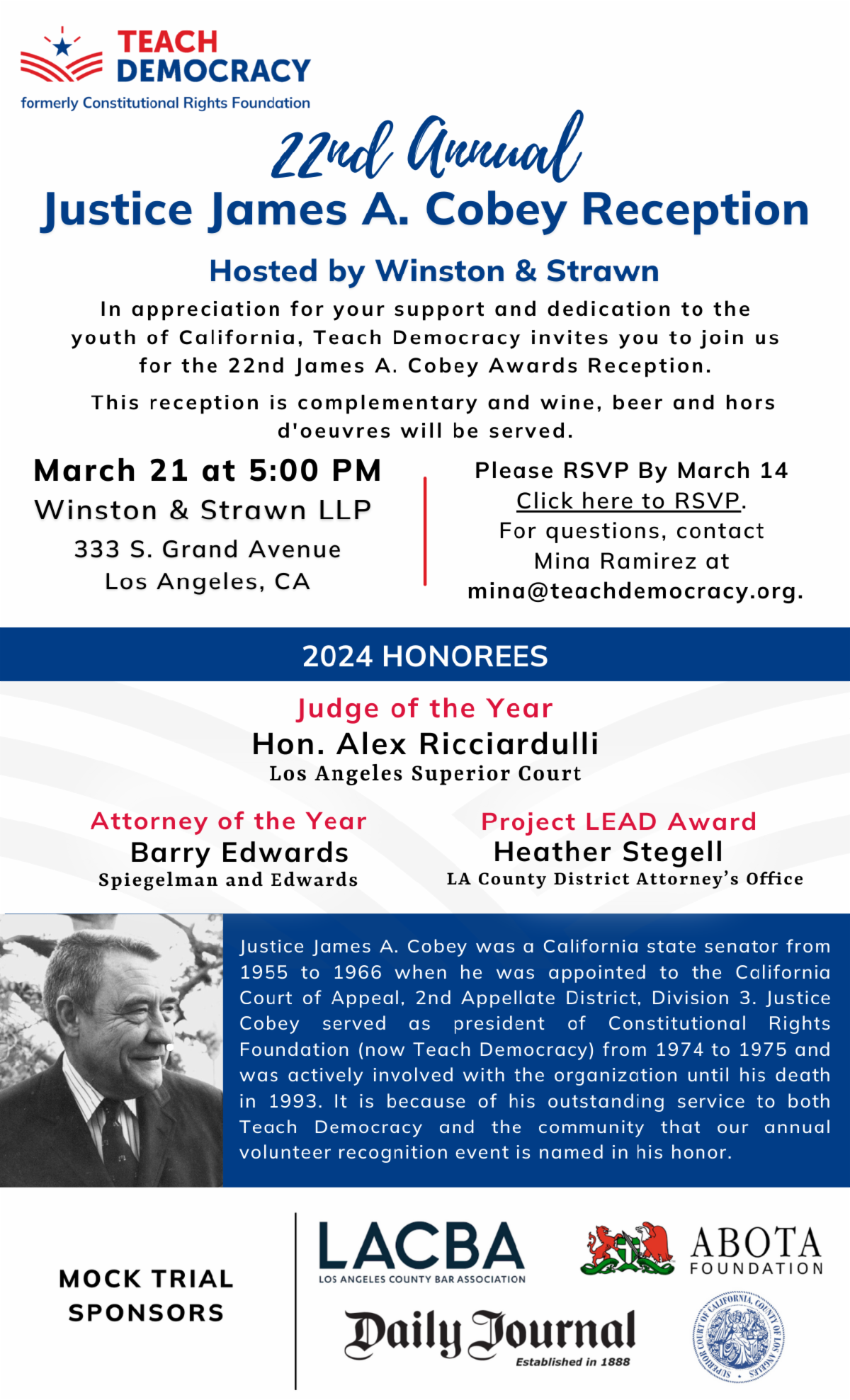 22nd Annual Justice James A. Cobey Reception