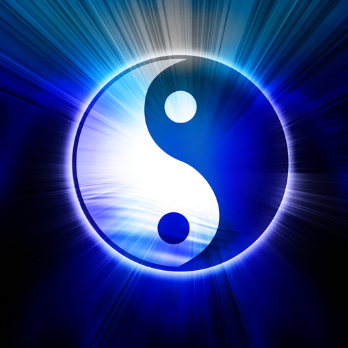 Yin Yang sign on a black background