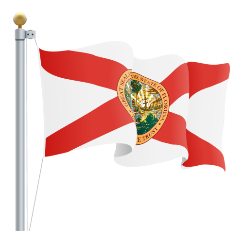 Waving Florida Flag Isolated On A White Background. Vector Illustration. Official Colors And Proportion. Independence Day